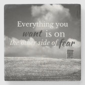 やる気を起こさせる引用文:欲しいものは… ストーンコースター (正面)