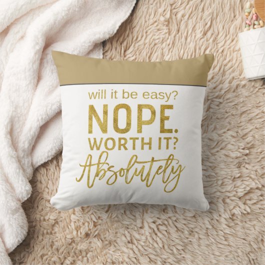 やる気を起こさせる引用文/金ゴールドタイポグラフィ クッション (ブランケット)