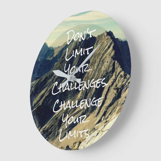 やる気を起こさせる引用文:限界に挑戦 ラージ壁時計 (傾斜)