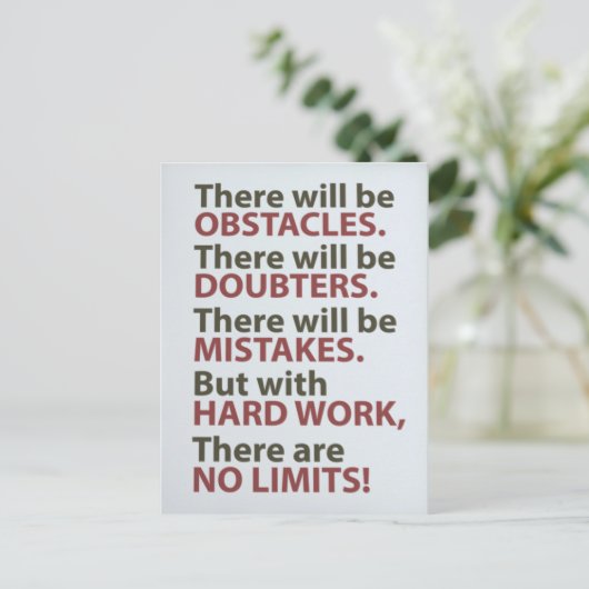 やる気を起こさせる引用文 – 障害物あり ポストカード (スタンド正面)