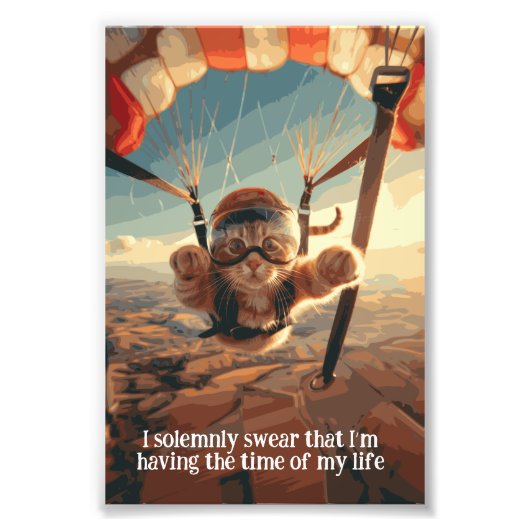 やる気を起こさせる感動的おもしろい猫ポスター フォトプリント            (正面)