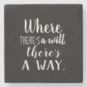 やる気を起こさせる感動的引用文ことわざタイポグラフィ ストーンコースター (正面)