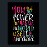 やる気を起こさせる感動的引用文タイポグラフィ ポスター<br><div class="desc">素晴らしカッコいいやる気を起こさせると感動的引用文。あなたは世界を変える力を持っている。それを使って違いを作りなさい。背景色はカスタマイズ好みの色にできる。</div>