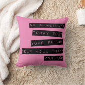 やる気を起こさせる枕:ブラック&ピンク クッション (ブランケット)