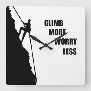 やる気を起こさせる登山ロッククライミングことわざ スクエア壁時計