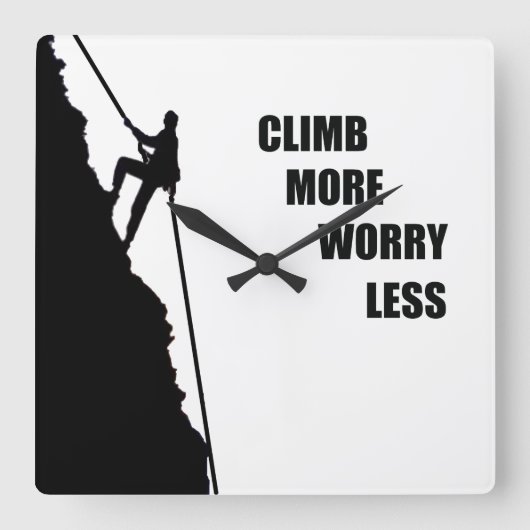 やる気を起こさせる登山ロッククライミングことわざ スクエア壁時計 (正面)