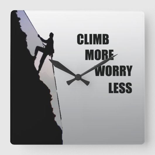 やる気を起こさせる登山ロッククライミングことわざ スクエア壁時計 (正面)
