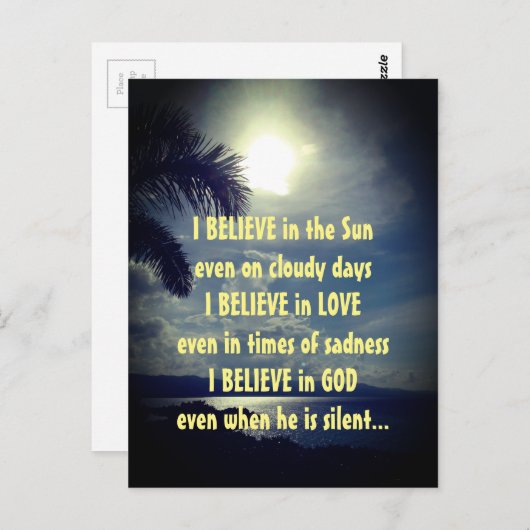 やる気を起こさせる祈りの言葉曇り日詩 ポストカード (正面/裏面)