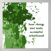 やる気を起こさせる緑絵を描（ばちゃばちゃ）跳ねる ポスター (正面)