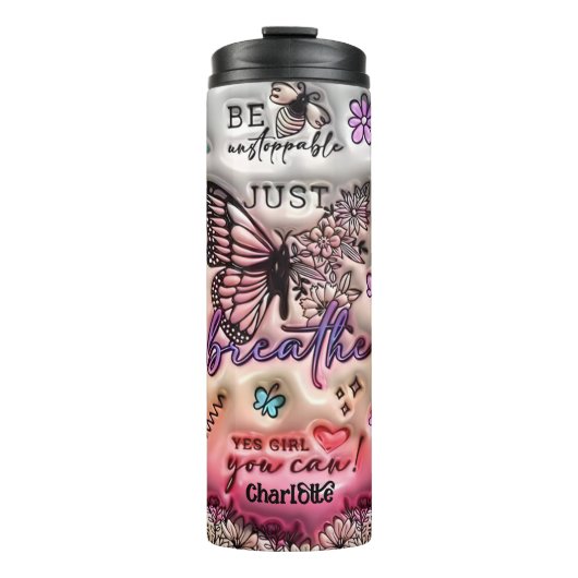 やる気を起こさせる肯定：光沢のある自己気に タンブラー (正面)