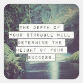 やる気を起こさせる言葉 – 苦労と成功 スクエアシール (正面)