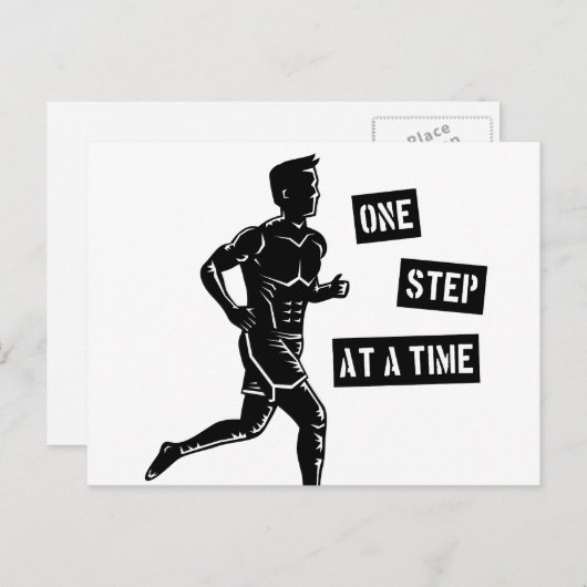 やる気を起こさせる走引用文ブラック ポストカード (正面/裏面)