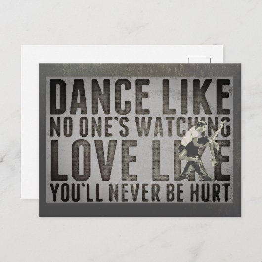やる気を起こさせる踊りカップルのスローガン ポストカード (正面/裏面)
