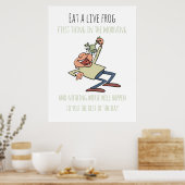 やる気を起こさせる食べ引用文の生きおもしろいカエル ポスター (キッチン)