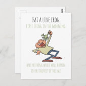やる気を起こさせる食べ引用文の生きおもしろいカエル ポストカード (正面/裏面)