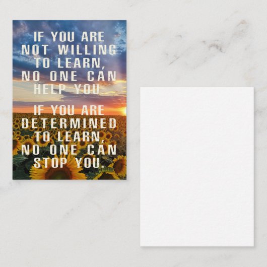 やる気を起こさせる,ひまわりアート,前向きことわざ 名刺 (正面/裏面)