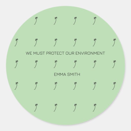 やる気を起こさせる、シルエットココナッツツリー ラウンドシール (正面)