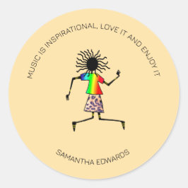 やる気を起こさせるAfrican Art 素晴らし Happy Dancer ラウンドシール