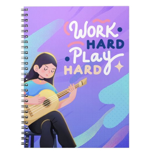 やる気を起こさせるMusic Notebook – 作業懸命、遊懸命 ノートブック (正面)