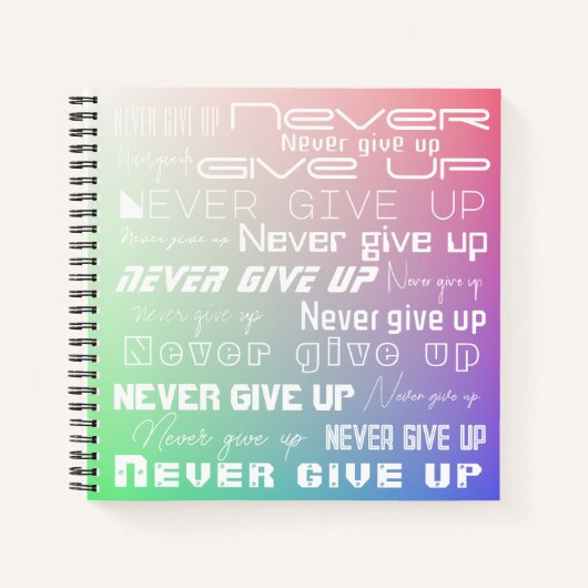 やる気を起こさせるNever Up与えエレガント Rainbow Color ノートブック (正面)