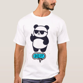 やる気パンダののんびりモチベーションデザイン Tシャツ