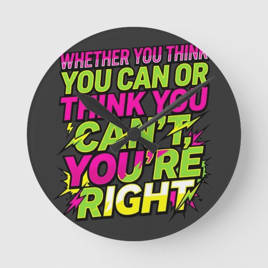 やればできる Motivational Quote ラウンド壁時計 (正面)