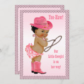 やれやれエスニックリトル女性のカーボーイベビーシャワー 招待状 (正面/裏面)