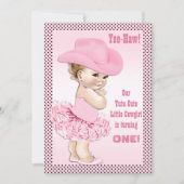 やれやれトゥチュキュートリトル女性のカーボーイベビー誕生日 招待状 (正面)