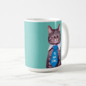 「やれ素晴らし!」 Cat in Blue TieまたはYour Message コーヒーマグカップ (正面右)