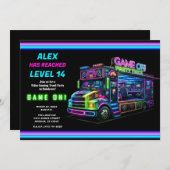 やれ!ゲームトラックビデオゲーム誕生日パーティー 招待状 (正面/裏面)