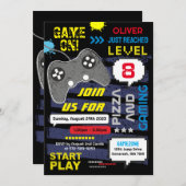 やれ！コンソールのジョイスティック誕生日パーティーへの招待 招待状 (正面/裏面)