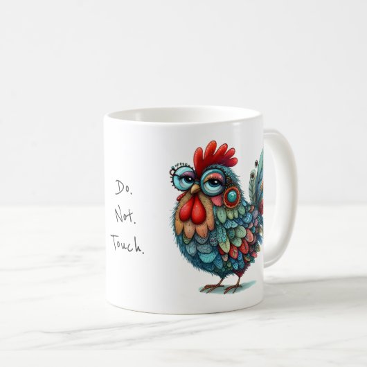 やれ。違う。Touch。フォークアートチキンまたは鶏 コーヒーマグカップ (正面右)