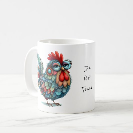 やれ。違う。Touch。フォークアートチキンまたは鶏 コーヒーマグカップ (正面左)