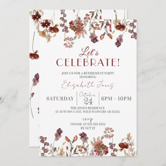 やろう祝!ワイルドフラワーズリタイアメントパーティー 招待状 (正面/裏面)