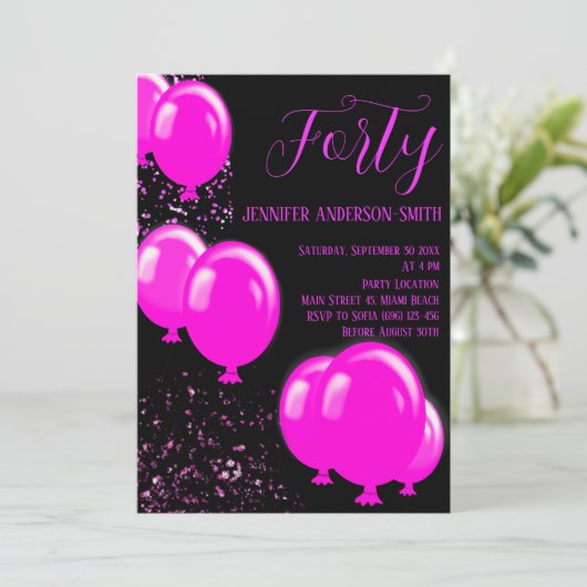 やろう祝!40の素晴らしいピンクのブラックパーティー 招待状 (スタンド正面)