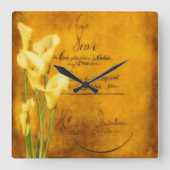 やわらかい金色のユリ スクエア壁時計 (正面)