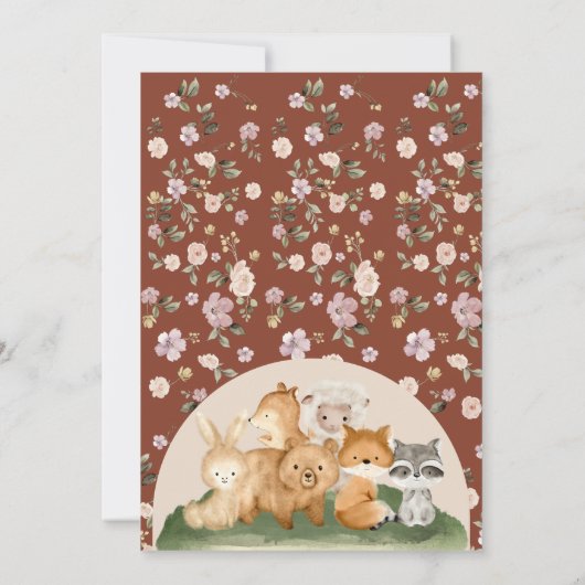 やわらかなこんにちはベイビーシャワー フォレストアニマル 招待状 (裏面)