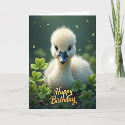 やわらかなひな鳥の誕生日カード カード (正面)