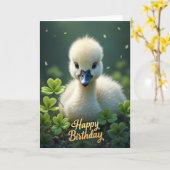 やわらかなひな鳥の誕生日カード カード (黄色い花)