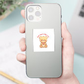 やわらかなハート大きな愛かわいいテディベアマグ シール (スマートフォン)