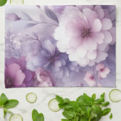 やわらかなパステルカラーの花の水彩画 キッチンタオル (折り畳み)