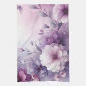 やわらかなパステルカラーの花の水彩画 キッチンタオル (縦)