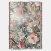 やわらかなパステルカラーの花の水彩画 スローブランケット (正面縦)