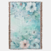 やわらかなパステルカラーの花の水彩画 スローブランケット (正面縦)