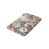 やわらかなパステルカラーの花の水彩画 バスマット (アングル)