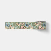 やわらかなピンクブルーの花と蝶々 サテンリボン (正面)