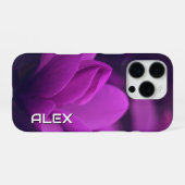 やわらかな光に照らされた紫の花 iPhoneケース (裏面横)