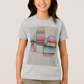やわらかな四角と幸せな線 トライブレンドTシャツ (正面)