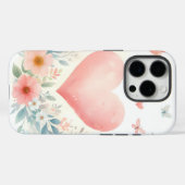やわらかな水彩ハート 愛 花 鳥 Case-Mate iPhoneケース (裏面 (横))