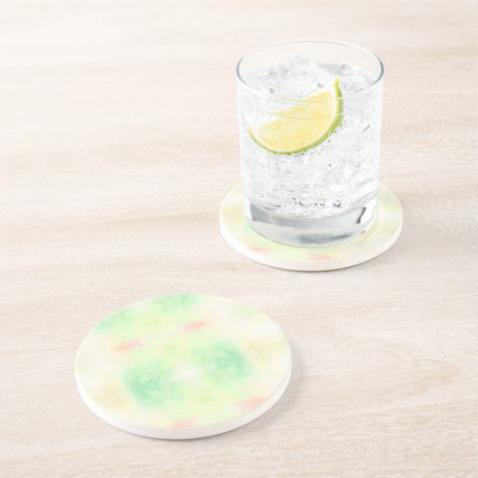 やわらかな水彩画風のパステル模様の丸皿 コースター (側面)